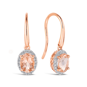 Morganite & Diamond Drop Earrings in 9ct Rose Gold - Wallace Bishop