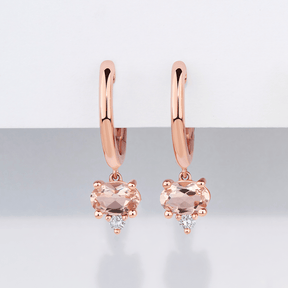 Morganite & Diamond Drop Earrings in 9ct Rose Gold - Wallace Bishop