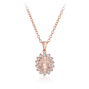 Morganite & Diamond Flower Pendant in 9ct Rose Gold - Wallace Bishop