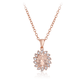 Morganite & Diamond Flower Pendant in 9ct Rose Gold - Wallace Bishop