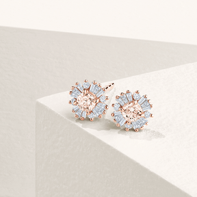 Morganite & Diamond Halo Stud Earrings in 9ct Rose Gold - Wallace Bishop