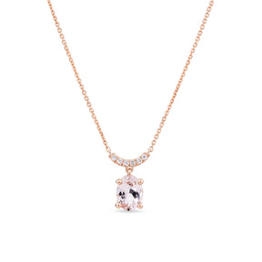 Morganite & Diamond Necklace in 9ct Rose Gold - Wallace Bishop