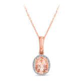 Morganite & Diamond Pendant in 9ct Rose Gold - Wallace Bishop