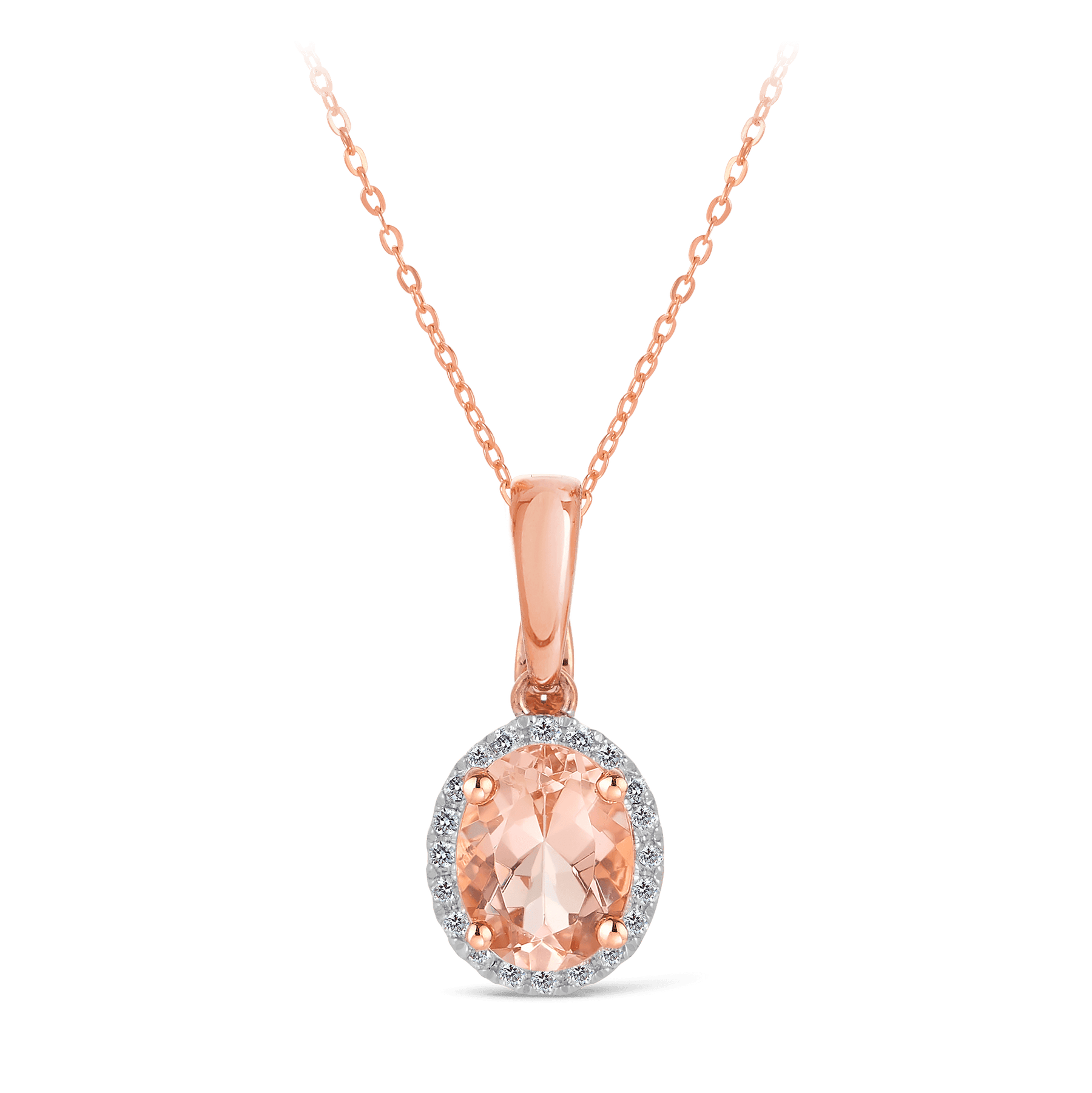 Morganite & Diamond Pendant in 9ct Rose Gold - Wallace Bishop