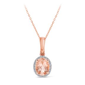 Morganite & Diamond Pendant in 9ct Rose Gold - Wallace Bishop