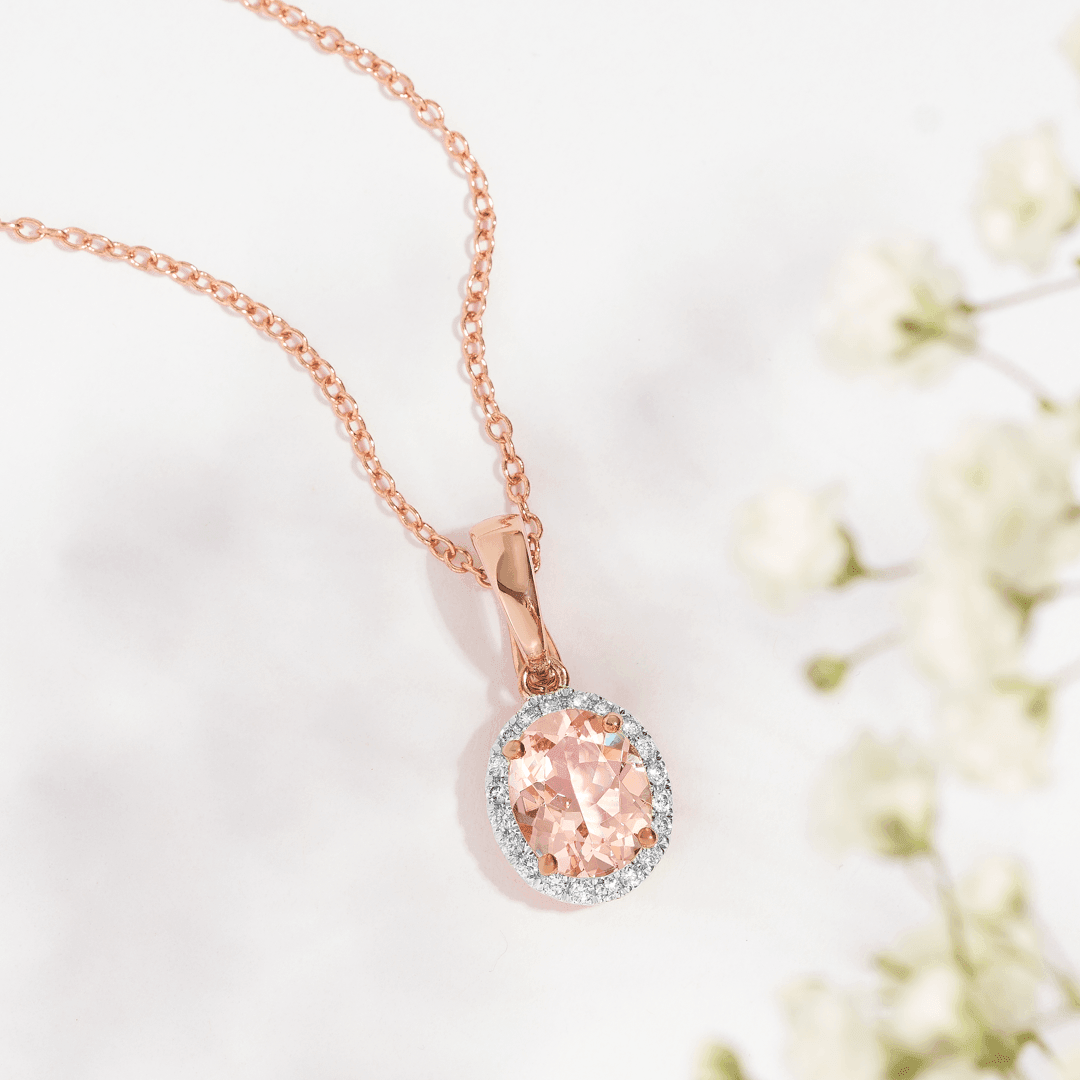 Rose gold deals and morganite necklace