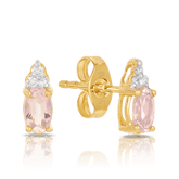 Morganite & Diamond Stud Earrings in 9ct Yellow Gold - Wallace Bishop