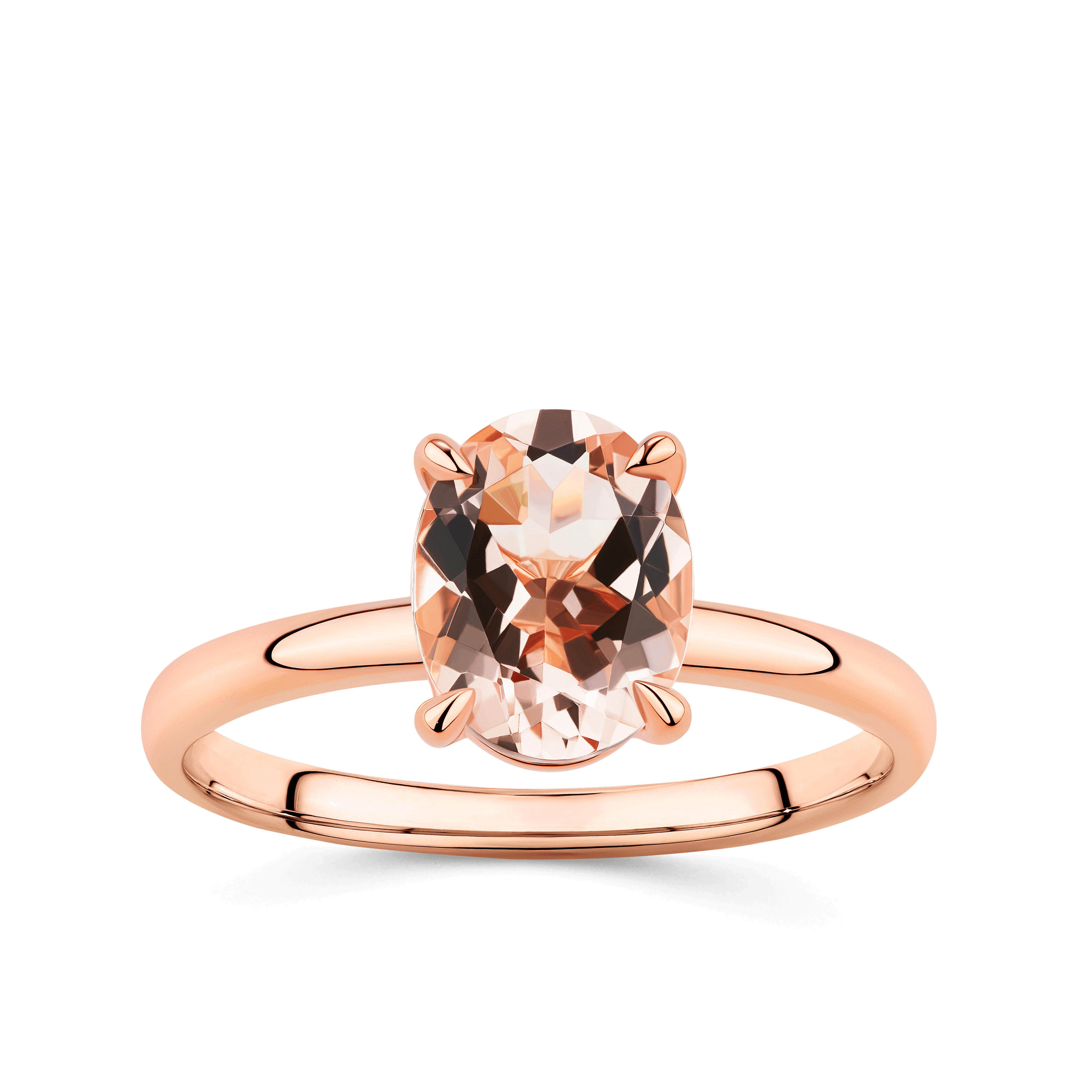 Morganite Oval Claw Set Ring in 9ct Rose Gold - Wallace Bishop