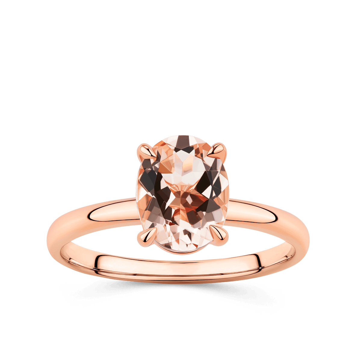 Morganite Oval Claw Set Ring in 9ct Rose Gold - Wallace Bishop