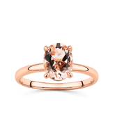 Morganite Oval Claw Set Ring in 9ct Rose Gold - Wallace Bishop