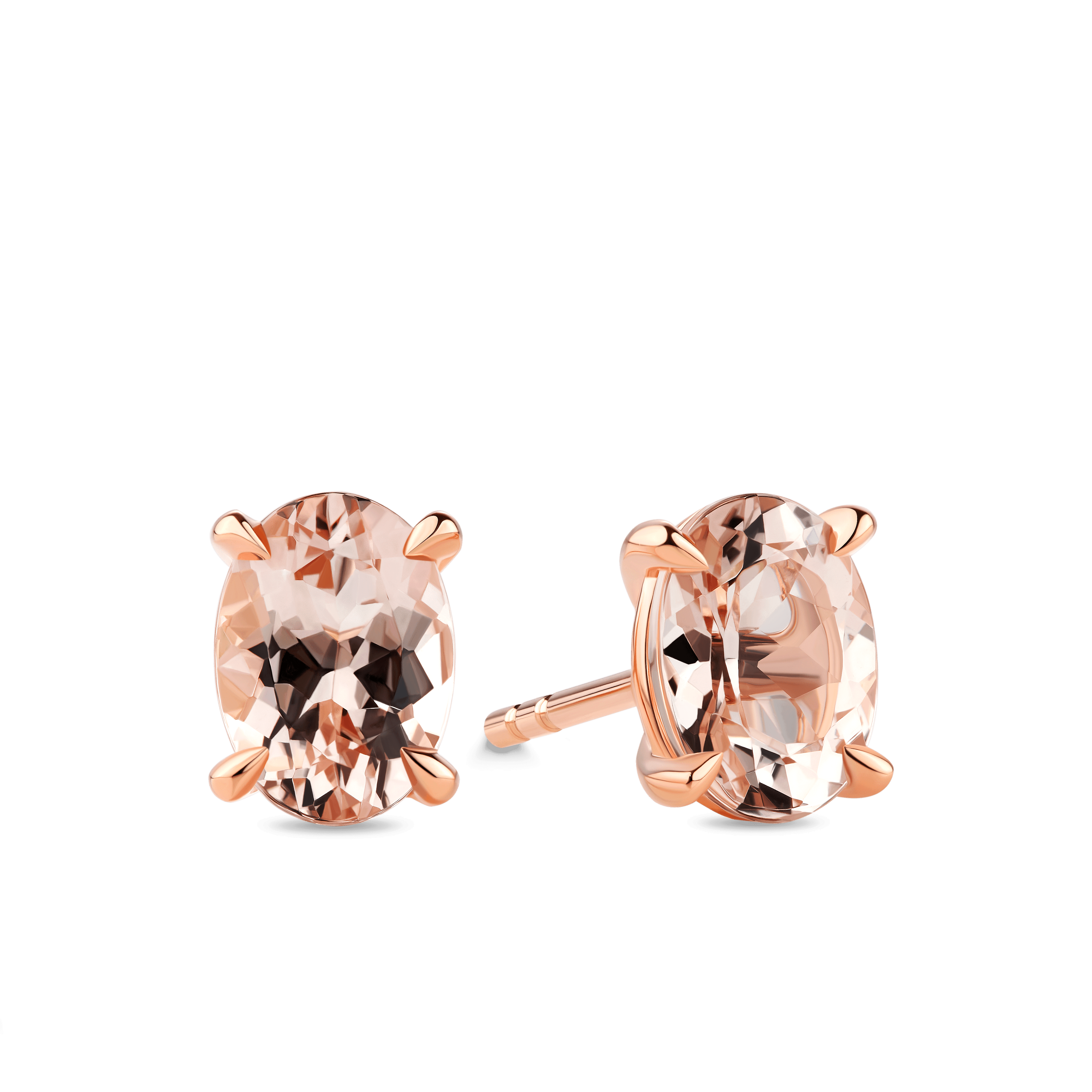 Morganite Oval Claw Set Stud Earrings in 9ct Rose Gold - Wallace Bishop