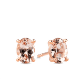 Morganite Oval Claw Set Stud Earrings in 9ct Rose Gold - Wallace Bishop