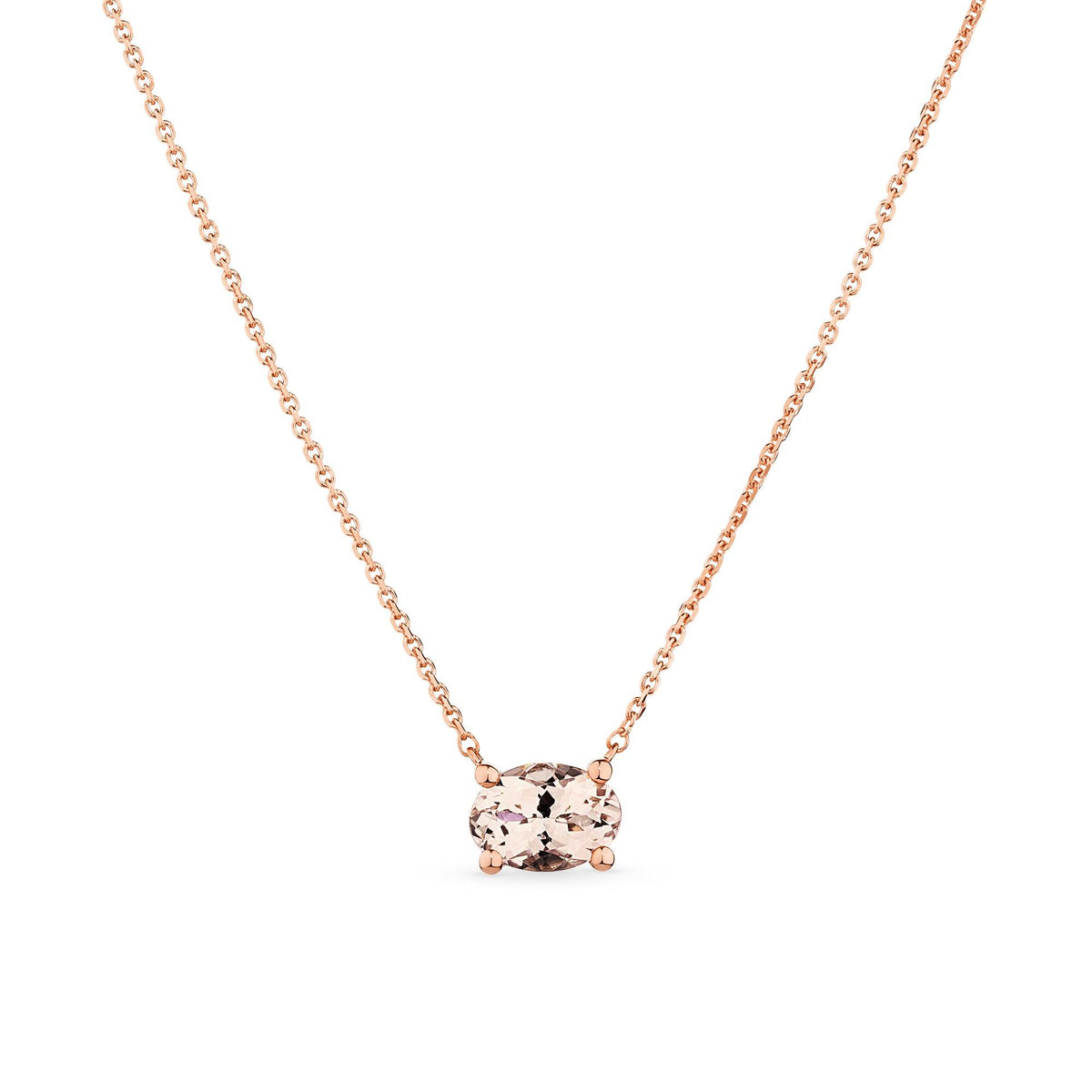 Morganite Oval Necklace in 9ct Rose Gold - Wallace Bishop