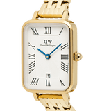Daniel Wellington QuadroRoman Numerals Date 5-link Gold
