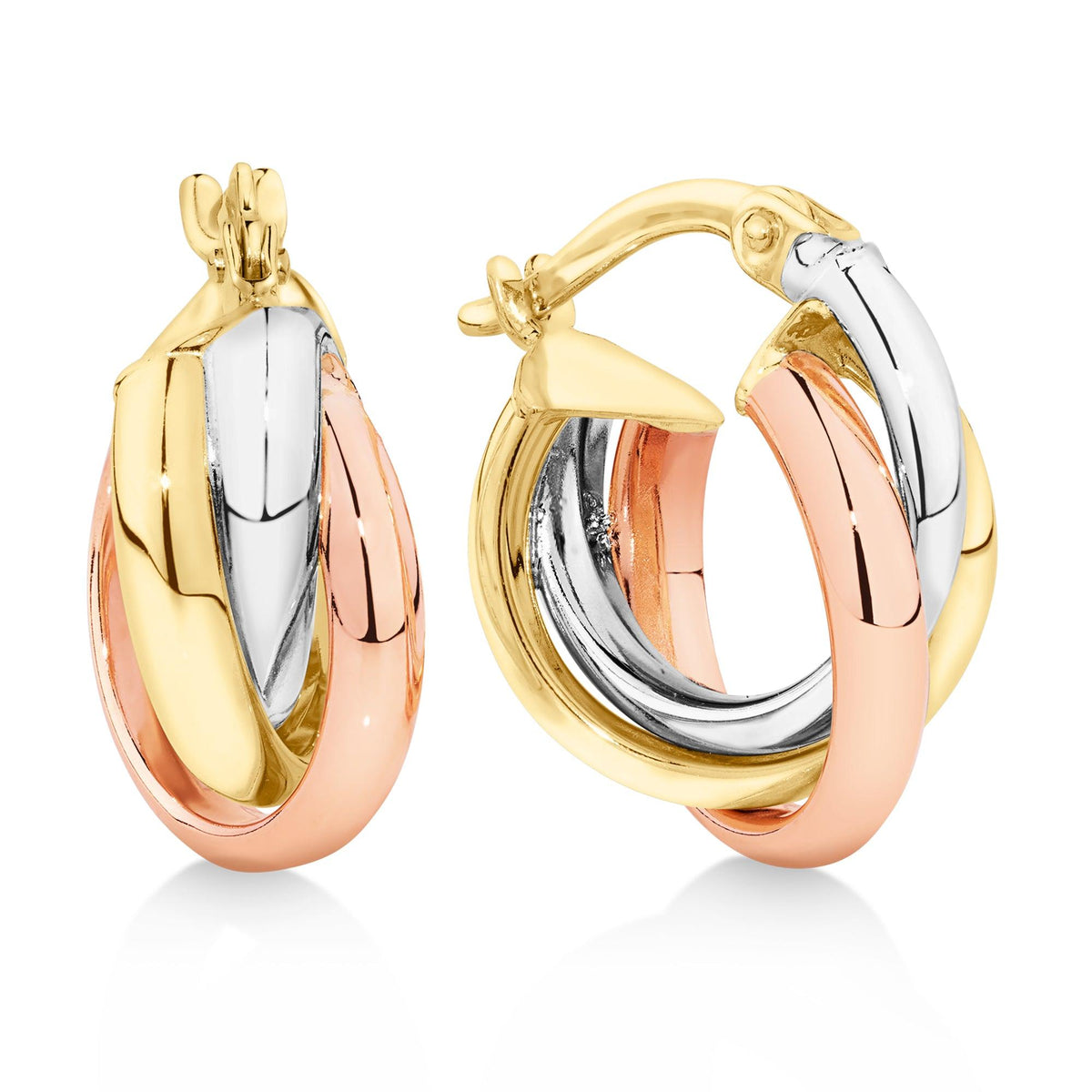 Multi Hoop Earrings in 9ct Yellow, White & Rose Gold - Wallace Bishop