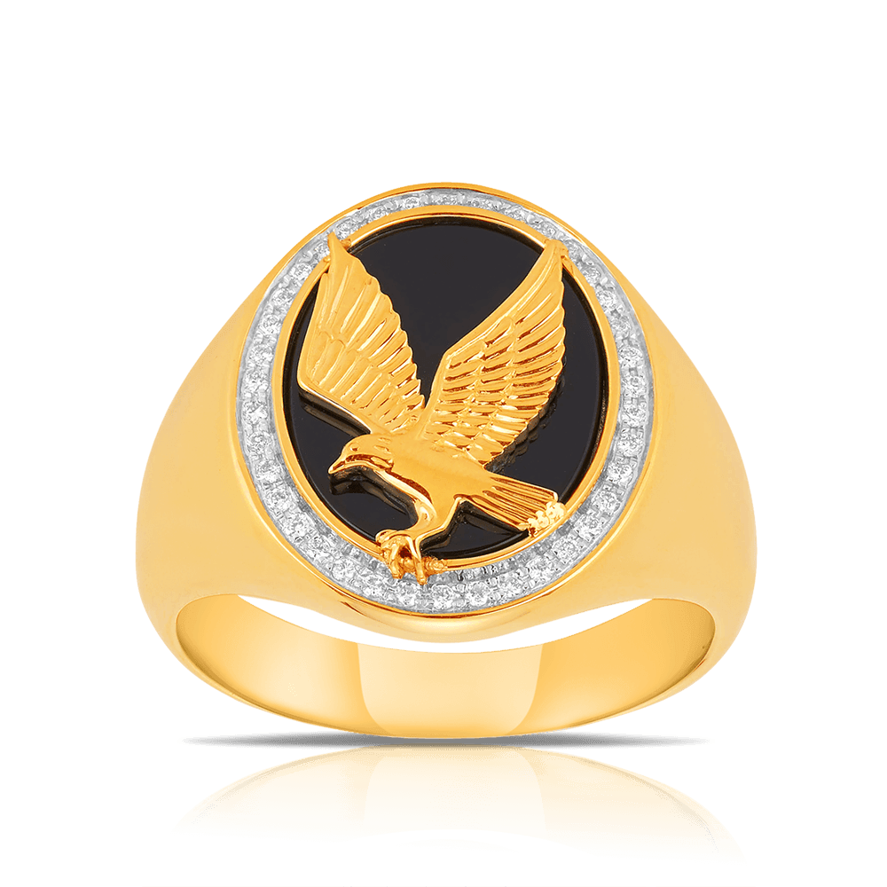 Gold Standard Jewelry Company Men's 14K Gold 0.10ctw Diamond Eagle Ring -  ShopHQ.com