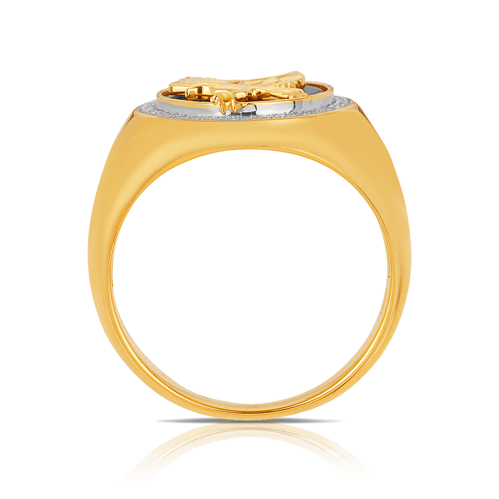 Onyx & Diamond Eagle Signet Ring in 9ct Yellow Gold - Wallace Bishop