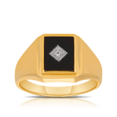 Onyx & Diamond Rectangular Ring in 9ct Yellow Gold - Wallace Bishop