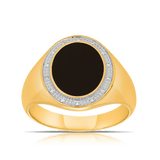 Onyx & Diamond Signet Ring in 9ct Yellow Gold - Wallace Bishop