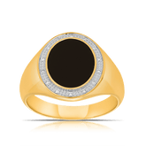Onyx & Diamond Signet Ring in 9ct Yellow Gold - Wallace Bishop