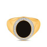Onyx & Diamond Signet Ring in 9ct Yellow Gold - Wallace Bishop