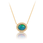 Opal and Cubic Zirconia Necklace in 9ct Yellow Gold - Wallace Bishop