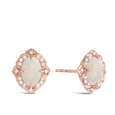 Opal and Diamond Oval Earrings in 9ct Rose Gold - Wallace Bishop
