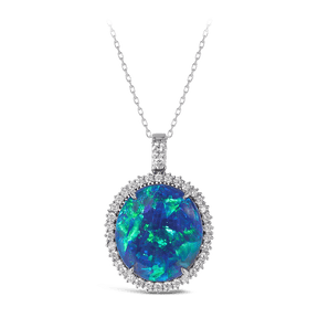 Opal Pendant Necklace in 18ct White Gold - Wallace Bishop