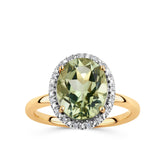 Oval Cut Green Amethyst & Diamond Cocktail Ring in 9ct Yellow Gold - Wallace Bishop