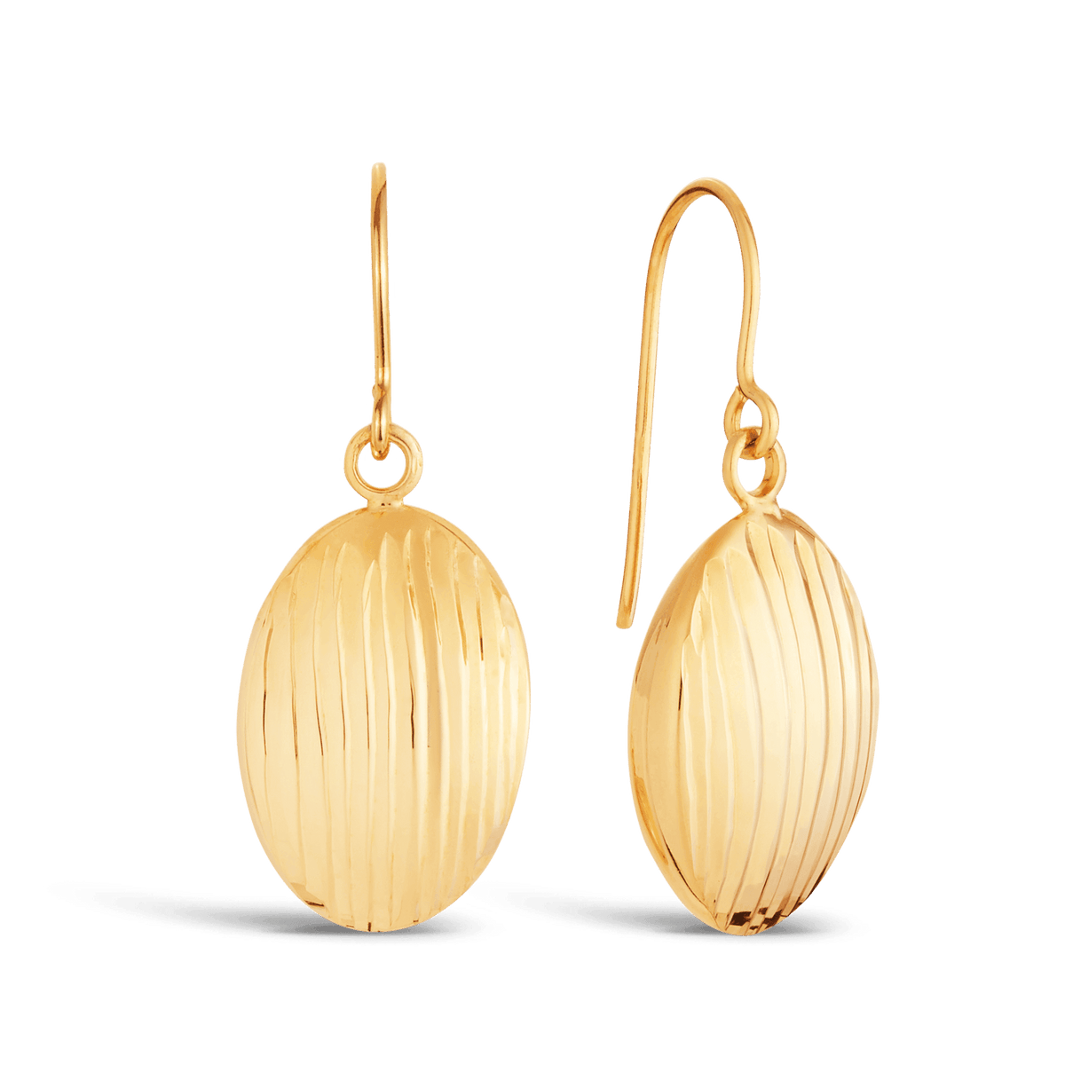 Oval Diamond Cut Drop Earrings in 9ct Yellow Gold - Wallace Bishop