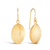 Oval Diamond Cut Drop Earrings in 9ct Yellow Gold - Wallace Bishop