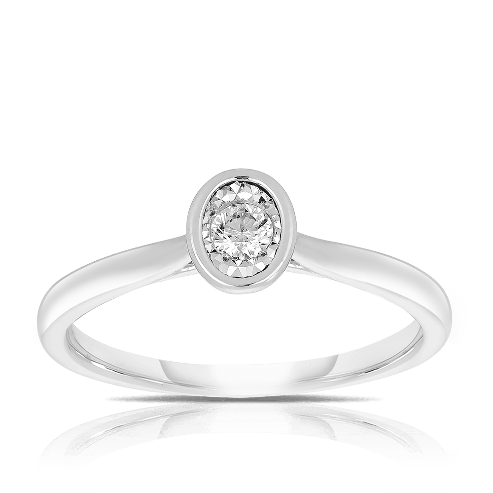 Oval Diamond Dress Ring in 9ct White Gold - Wallace Bishop