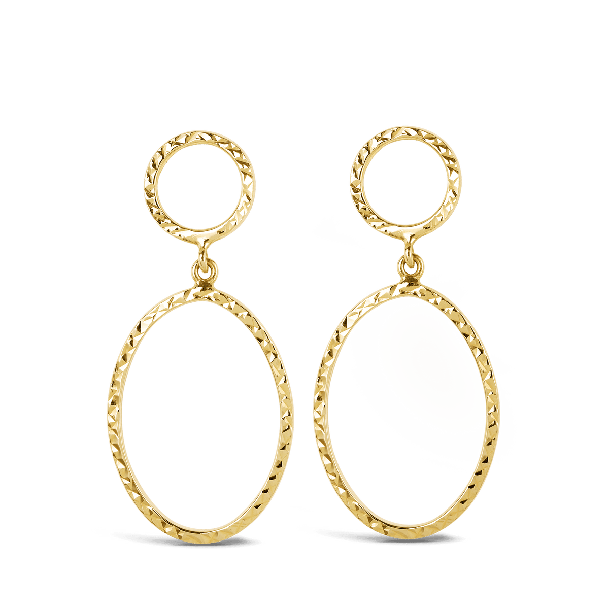 Oval Drop Earrings in 9ct Yellow Gold - Wallace Bishop