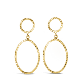 Oval Drop Earrings in 9ct Yellow Gold - Wallace Bishop