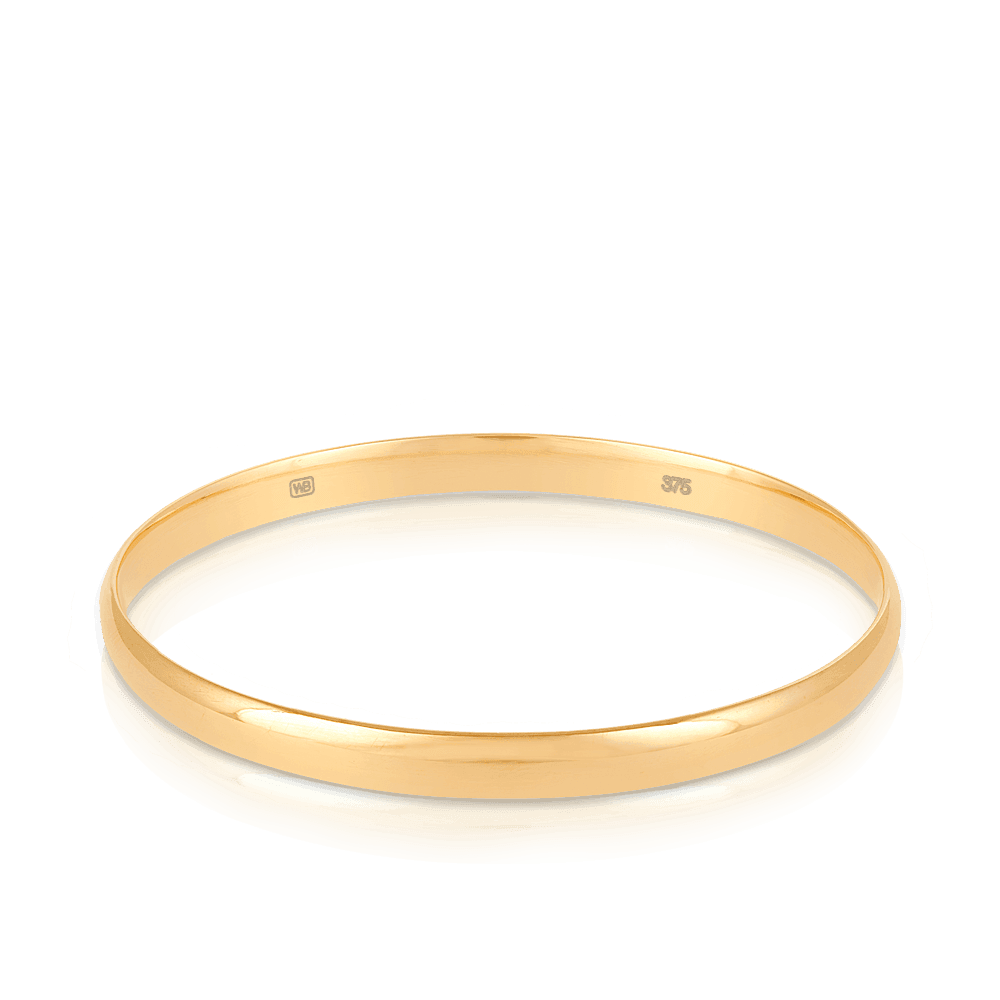 Solid Oval Bangle in 9ct Yellow Gold