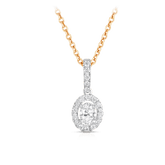 Oval Halo Diamond Pendant in 9ct Yellow and White Gold TGW 0.50ct - Wallace Bishop