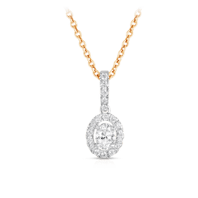 Oval Halo Diamond Pendant in 9ct Yellow and White Gold TGW 0.50ct - Wallace Bishop