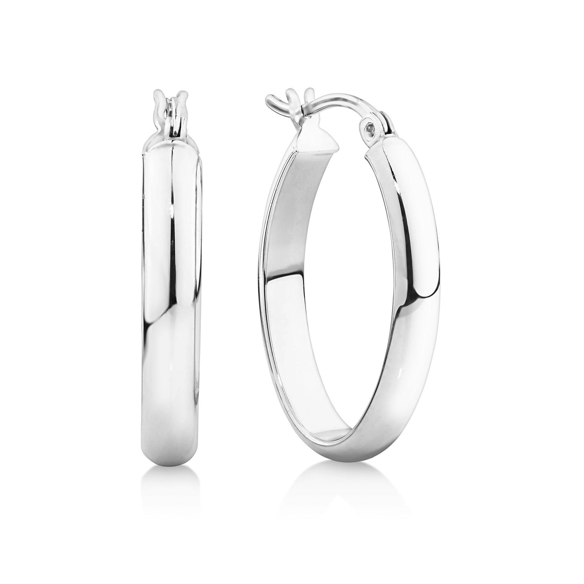 Oval Hoop Earrings in Sterling Silver - Wallace Bishop