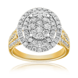 Oval Shape Diamond Dress Ring in 9ct Yellow Gold 1.25ct - Wallace Bishop