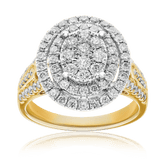 Oval Shape Diamond Dress Ring in 9ct Yellow Gold 1.25ct - Wallace Bishop