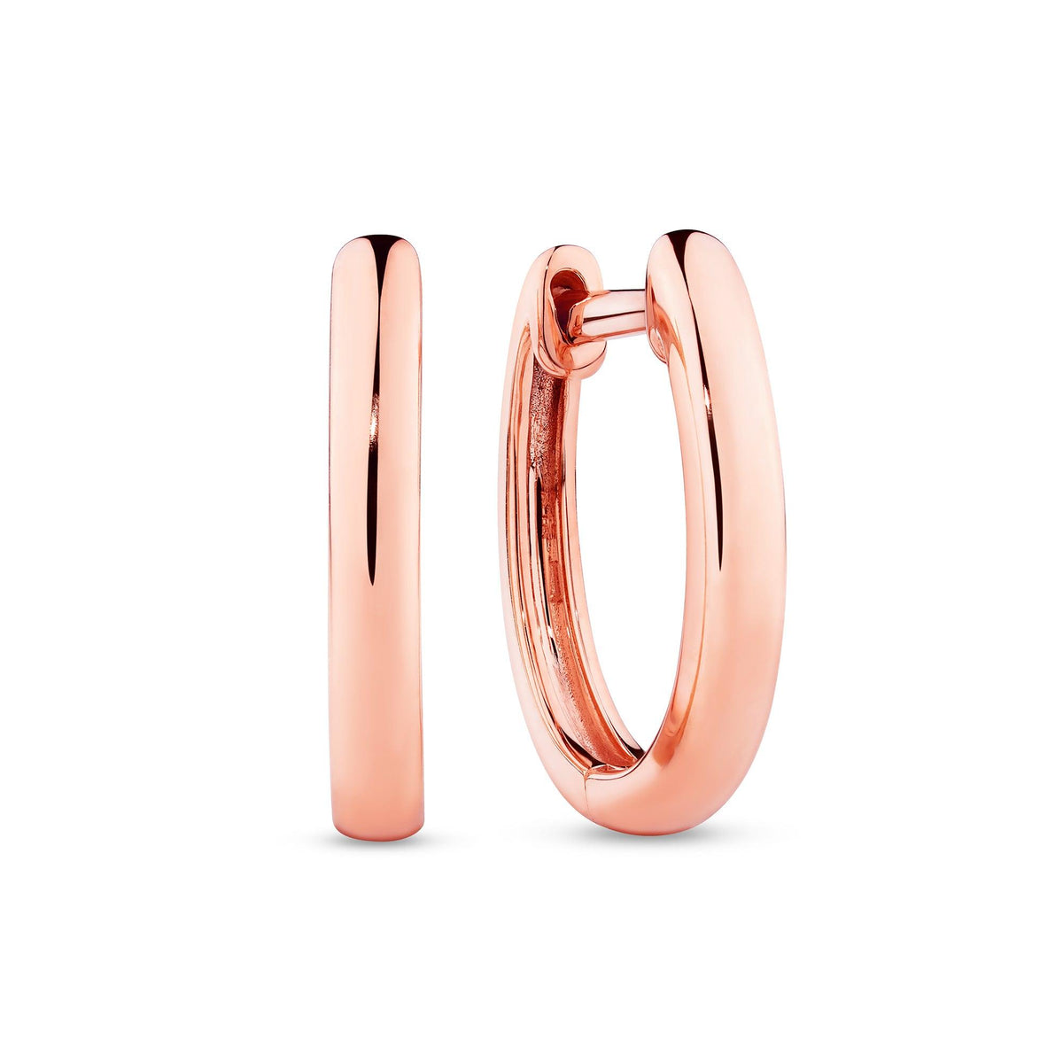 Oval Shaped Huggie Hoop Earrings in 9ct Rose Gold - Wallace Bishop