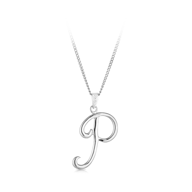 'P' Initial Diamond Pendant in Sterling Silver - Wallace Bishop