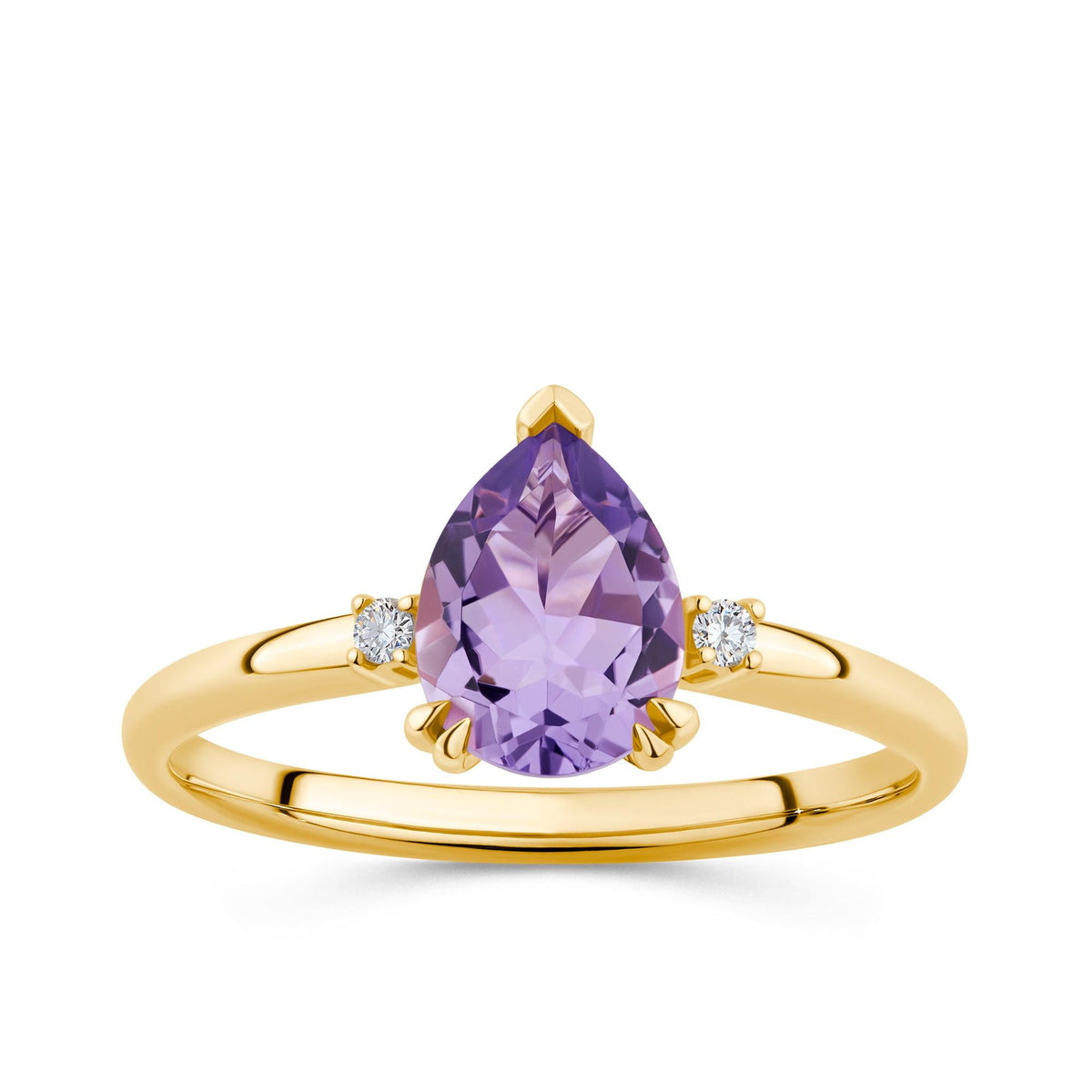 Pear Cut Amethyst & Diamond Ring in 9ct Yellow Gold - Wallace Bishop