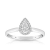 Pear Cut Diamond Halo Engagement Ring set in 18ct White Gold - Wallace Bishop