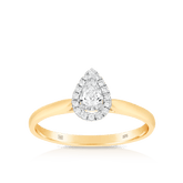 Pear Cut Diamond Halo Engagement Ring set in 9ct Yellow Gold TDW 0.33ct - Wallace Bishop