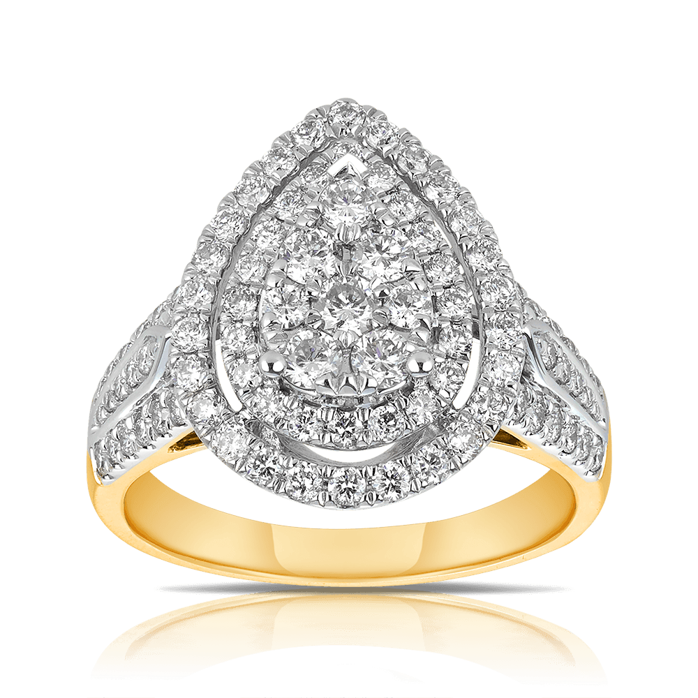 Pear Shape Diamond Dress Ring in 9ct Yellow Gold TGW 1.24ct - Wallace Bishop