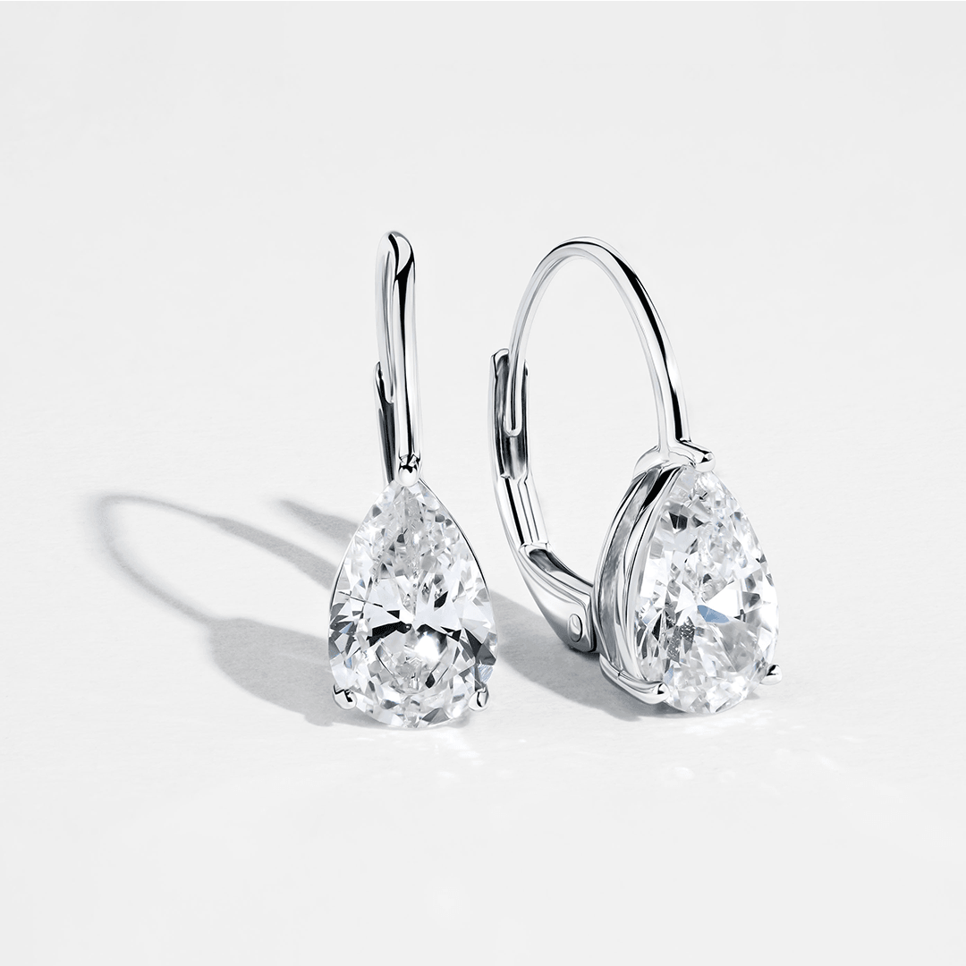 Pear Shaped Cubic Zirconia Earrings in Sterling Silver - Wallace Bishop