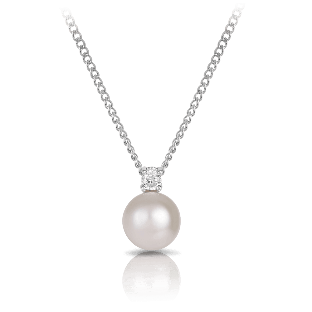 Pearl & Cubic Zirconia Pendant in Sterling Silver - Wallace Bishop
