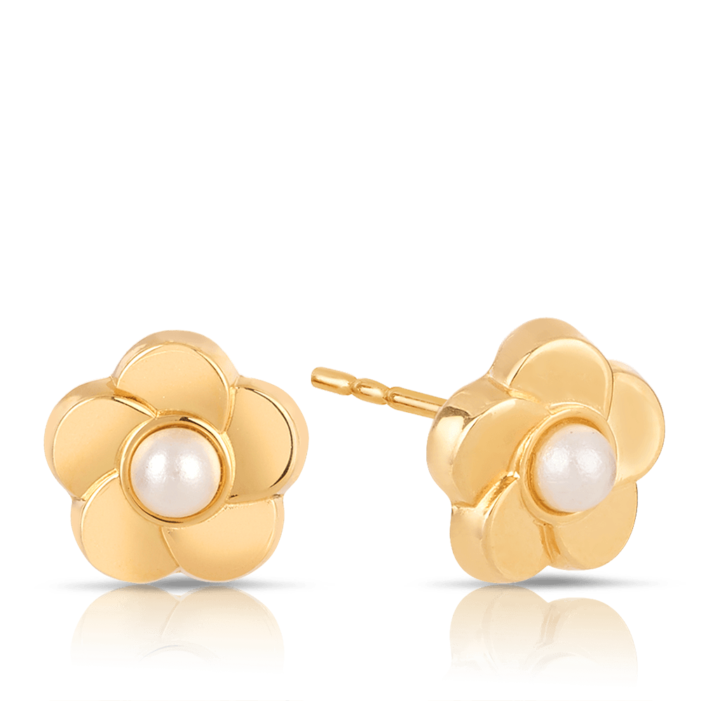 Pearl Flower Stud Earrings in 9ct Yellow Gold - Wallace Bishop