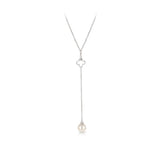 Pearl Mounted Diamond Drop Pendant Necklace in 18ct White Gold TDW 0.180 - Wallace Bishop
